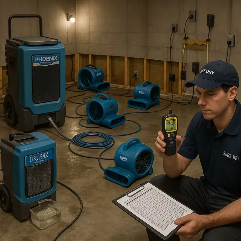 Structural Drying and Dehumidification process in Barstow, CA